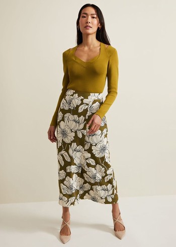 Phase Eight Amalia Floral Skirts Green USA | 3452769-AI